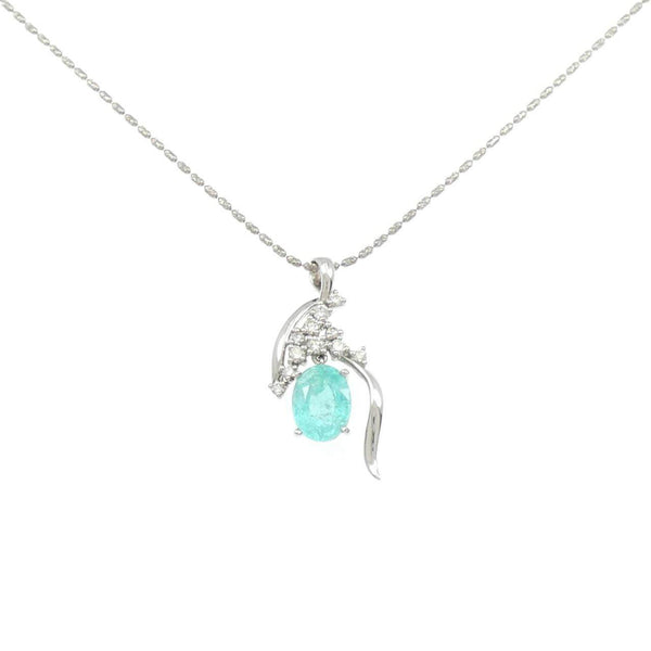 Paraiba Tourmaline Diamond Necklace Au750 White Gold