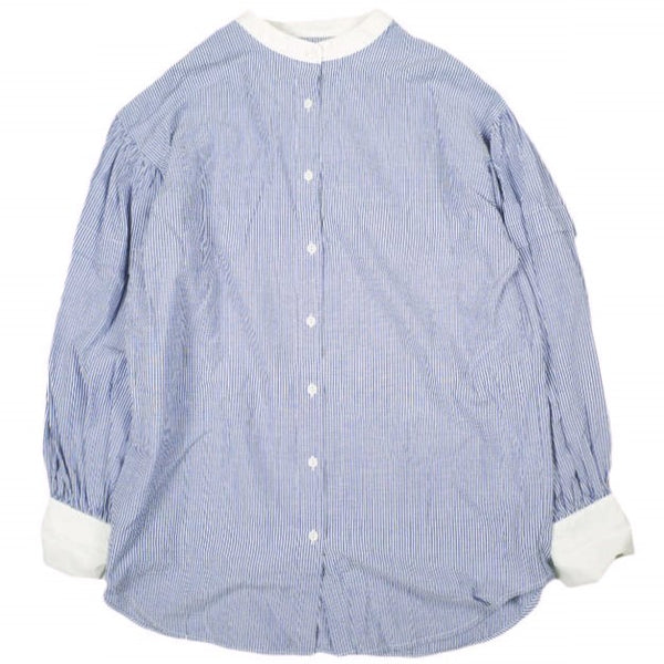 WILLFULLY Stripe Balloon Sleeve Shirt Top