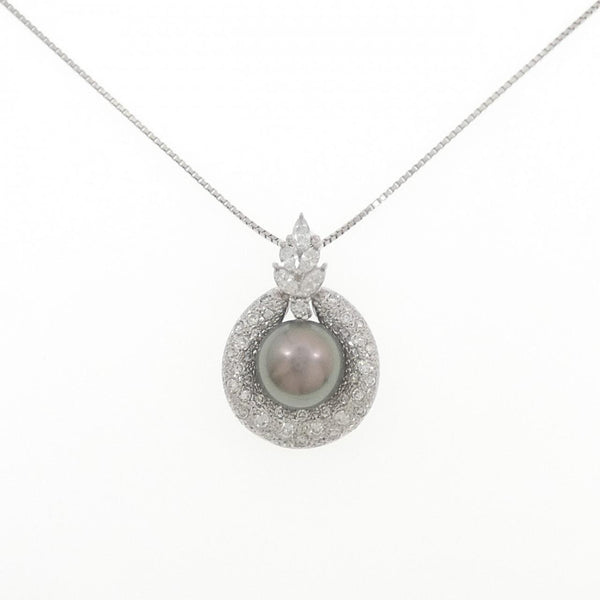 Platinum Black South Sea Pearl Diamond Necklace