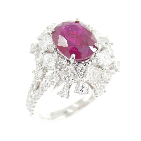 Platinum 950 Ruby Diamond Ring