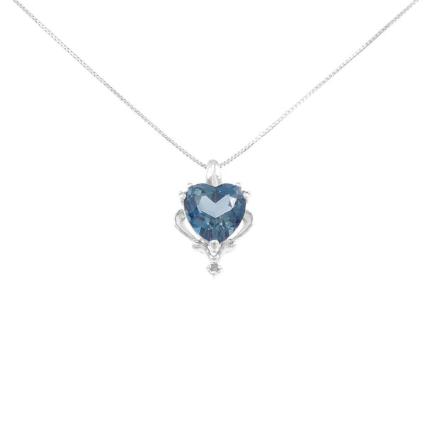Au750 White Gold Blue Topaz Diamond Necklace
