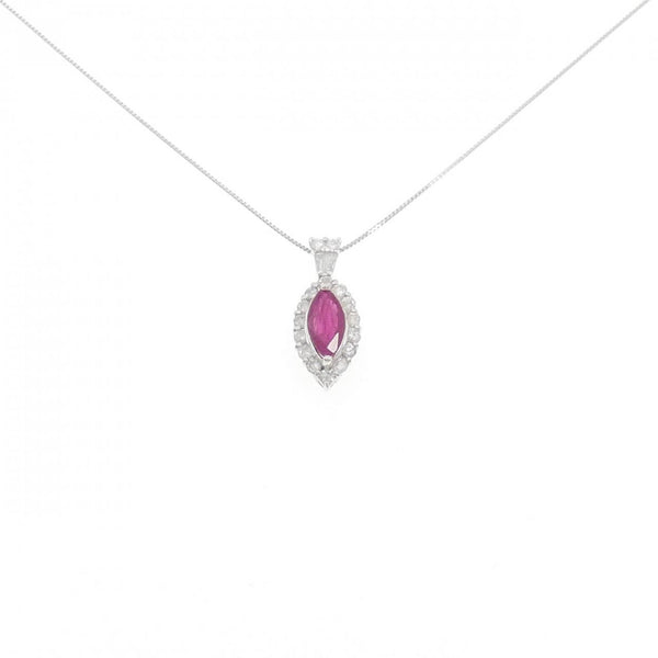 Au750 White Gold Ruby Diamond Necklace