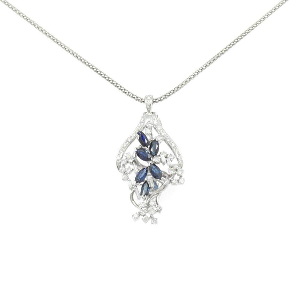 Platinum PT900 PT850 Sapphire Diamond Necklace