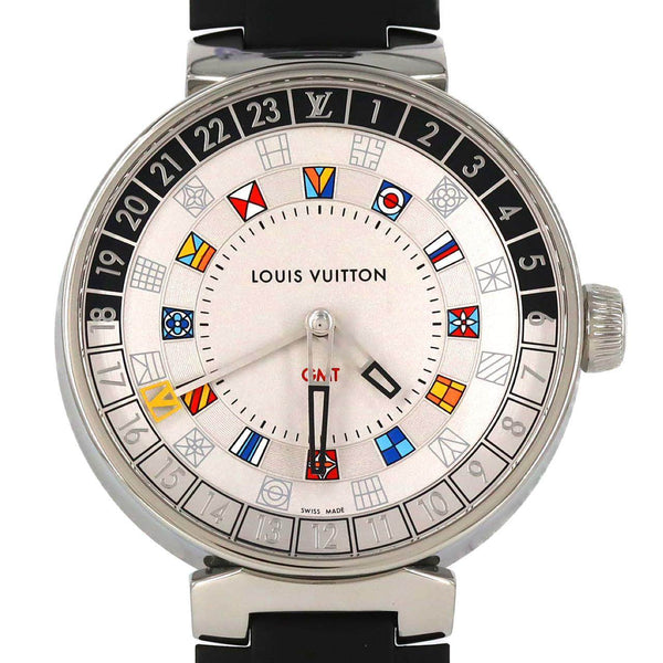 Louis Vuitton Tambour Moon Dual Time Stainless Steel Watch