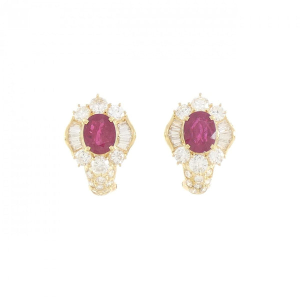 Au750 Ruby Diamond Earrings