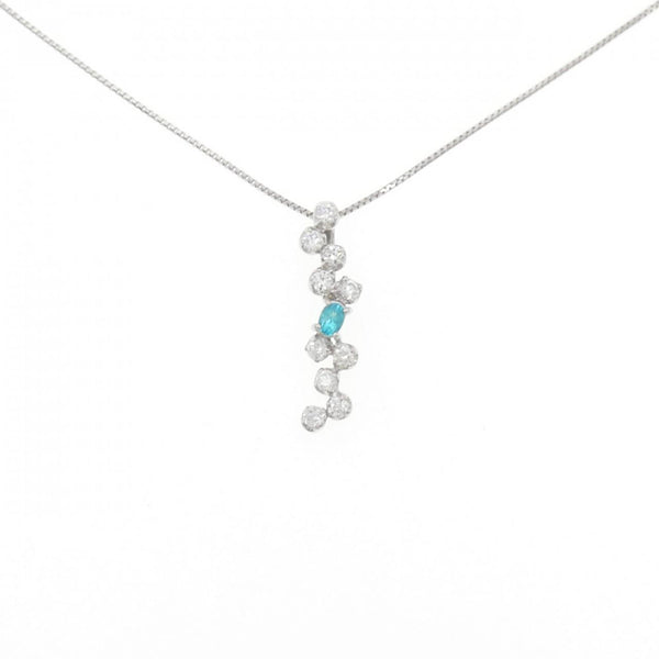 Platinum PT900 PT850 Paraiba Tourmaline Diamond Necklace