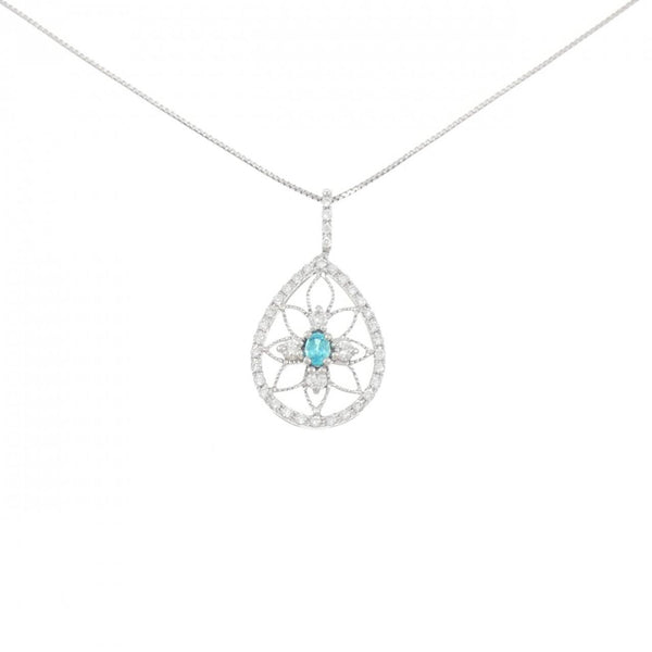 Platinum PT900 PT850 Paraiba Tourmaline Diamond Necklace
