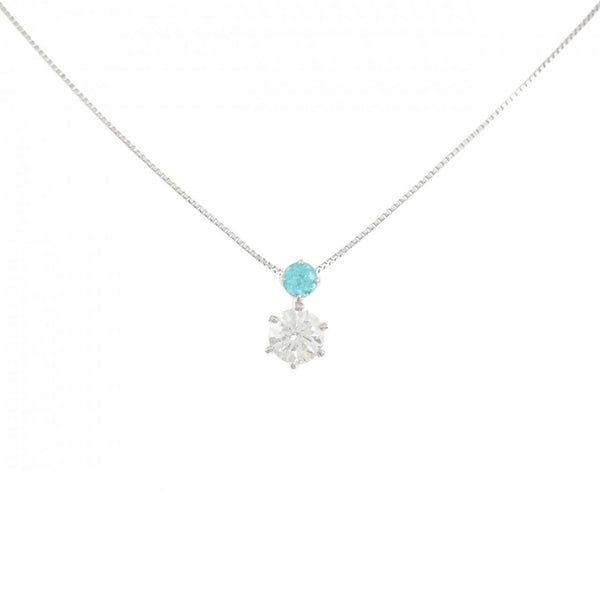 Platinum PT900 PT850 Paraiba Tourmaline Diamond Necklace