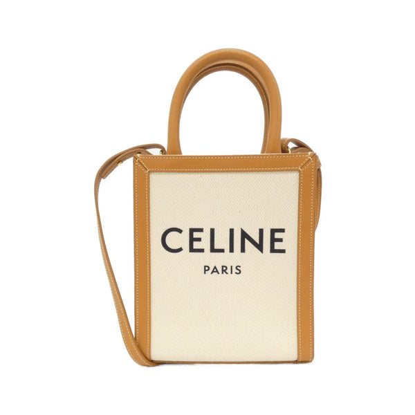 Celine Mini Vertical Cabas Cotton Canvas Calfskin Bag