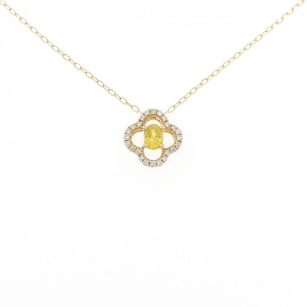 Au750 Flower Sapphire Diamond Necklace