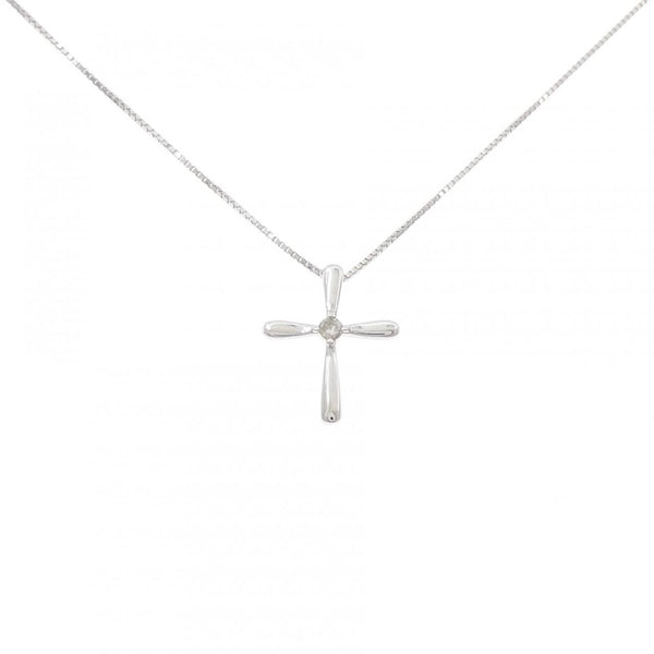 K10 White Gold Cross Diamond Necklace