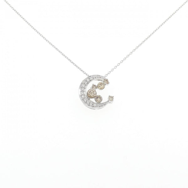 Au750 White Gold Moon Diamond Necklace