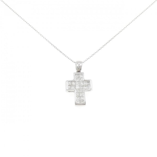 Au750 White Gold Cross Diamond Necklace