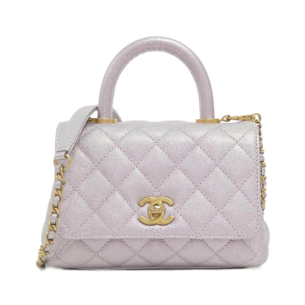 Chanel Coco Handle Metallic Caviar Skin Bag