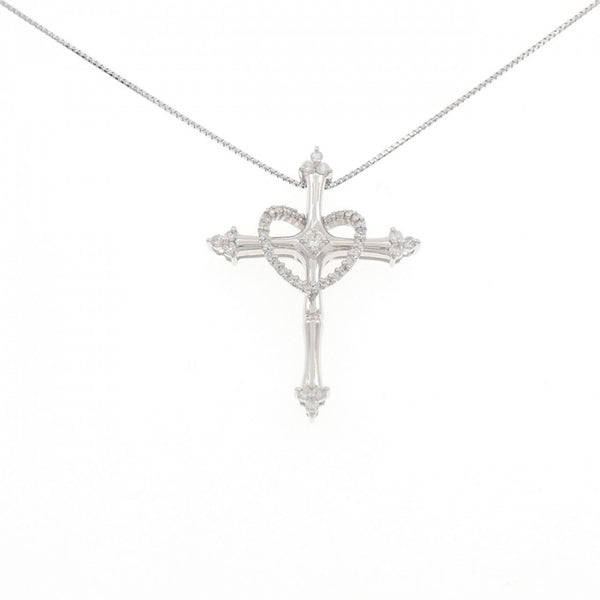 Au750 2way Cross Heart Diamond Necklace
