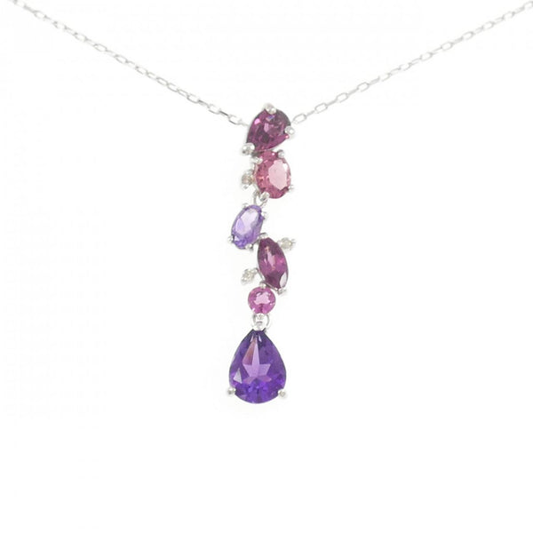 Au750 White Gold Color Stone Necklace