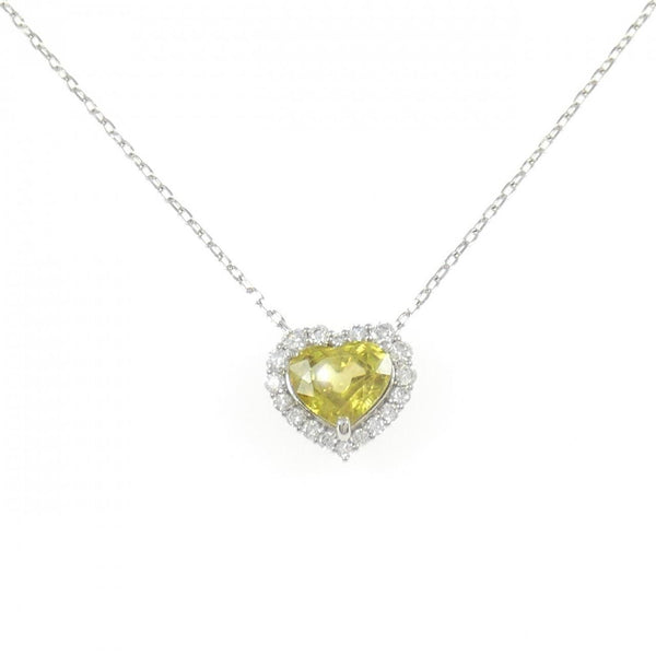 Platinum Heart Sphene Diamond Necklace