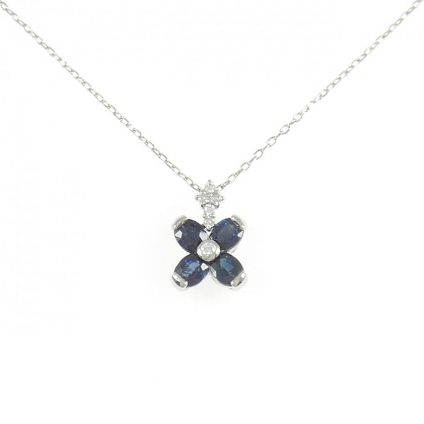 Platinum Flower Sapphire Diamond Necklace