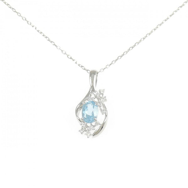 Platinum Blue Topaz Diamond Necklace