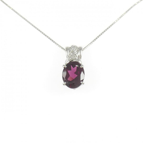 Platinum Garnet Diamond Necklace