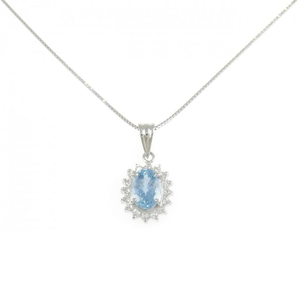 Platinum PT850 Aquamarine Diamond Necklace