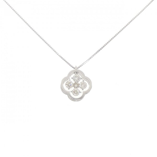 Au750 White Gold Flower Diamond Necklace