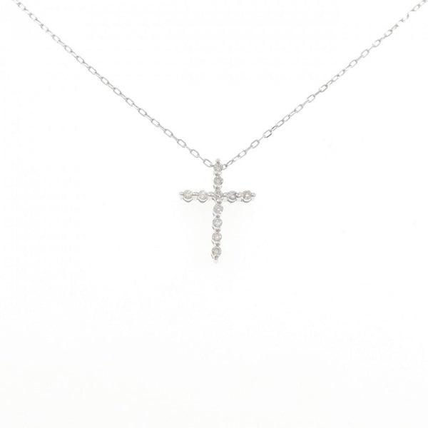 Au750 White Gold Cross Diamond Necklace