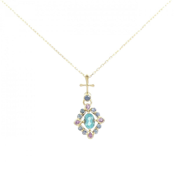 Au750 Yellow Gold Apatite Sapphire Necklace