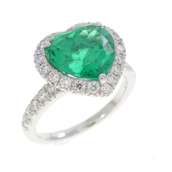 Pt950 Emerald Diamond Ring