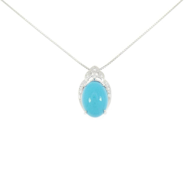 Platinum PT900 PT850 Turquoise Diamond Necklace
