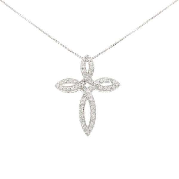 Au750 White Gold Cross Diamond Necklace