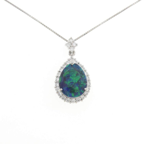 Platinum Black Opal Diamond Necklace