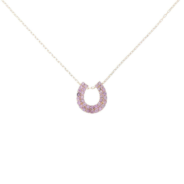 Au750 Pink Gold Horseshoe Sapphire Necklace