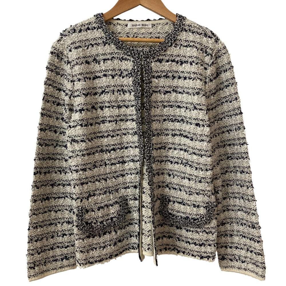 HANAE MORI Lame Tweed Collarless Jacket