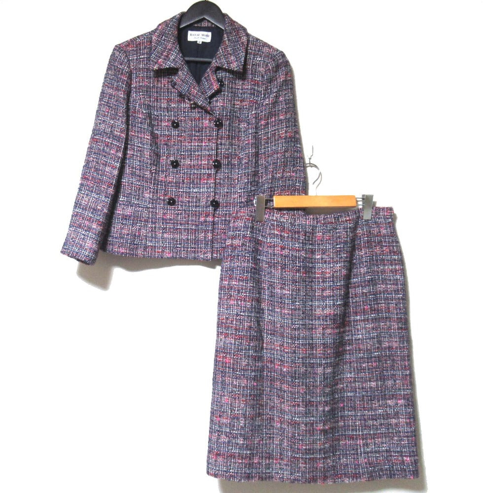 HANAE MORI Tweed Double-Breasted Jacket Set