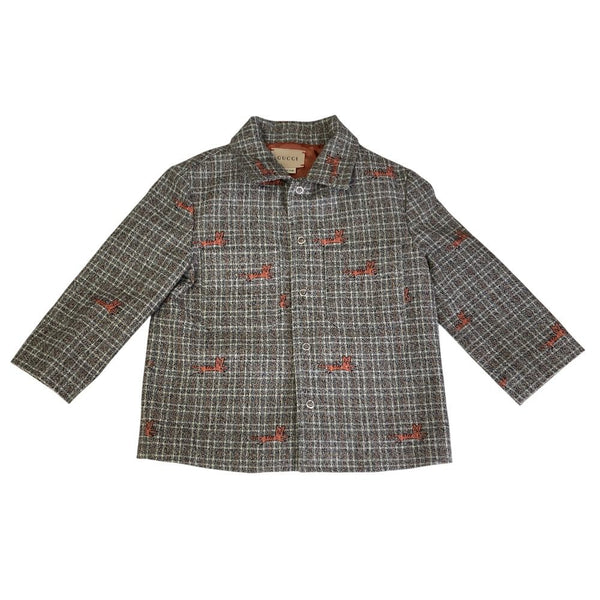 Gucci Cat Embroidery Kids Shirt Jacket