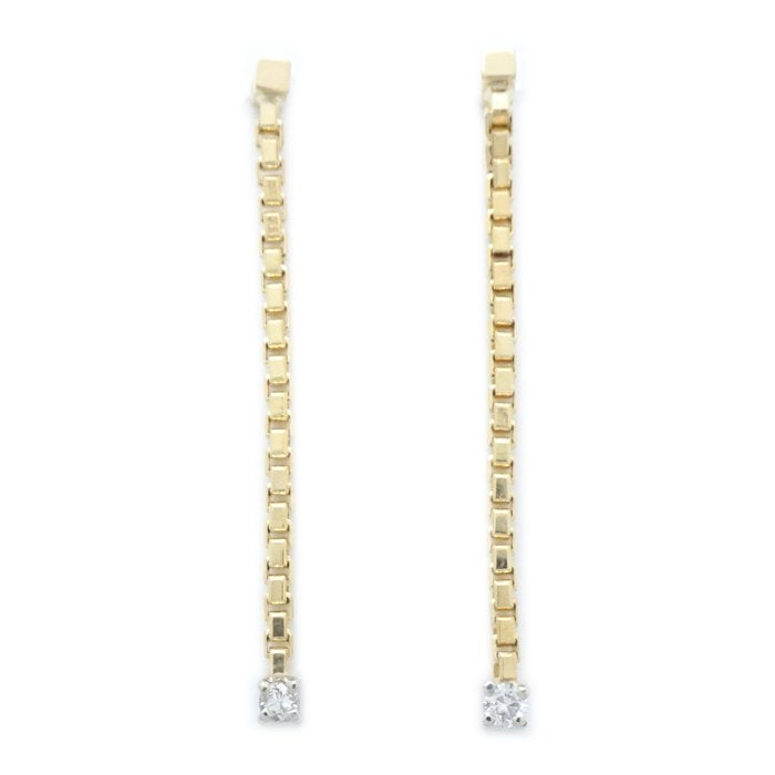 Diamond Long Chain Earrings K18YG/18WG Gold