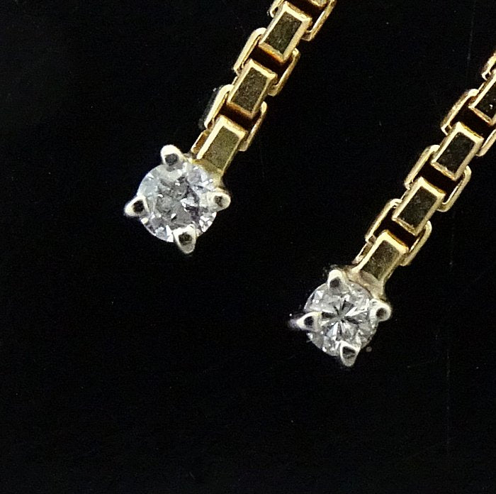 Diamond Long Chain Earrings K18YG/18WG Gold