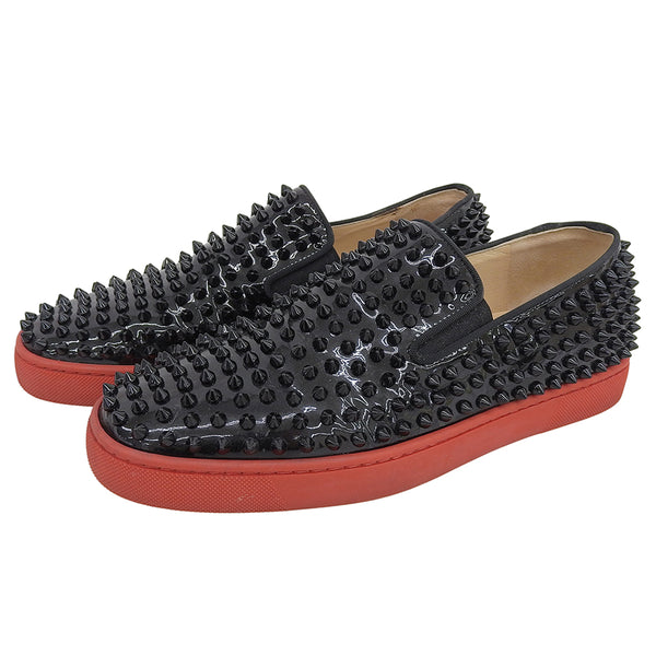 Christian Louboutin Patent Spike Slip On Shoes