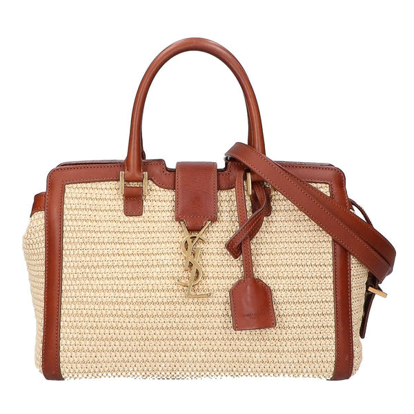 Saint Laurent Paris Baby Cabas Raffia Leather Handbag