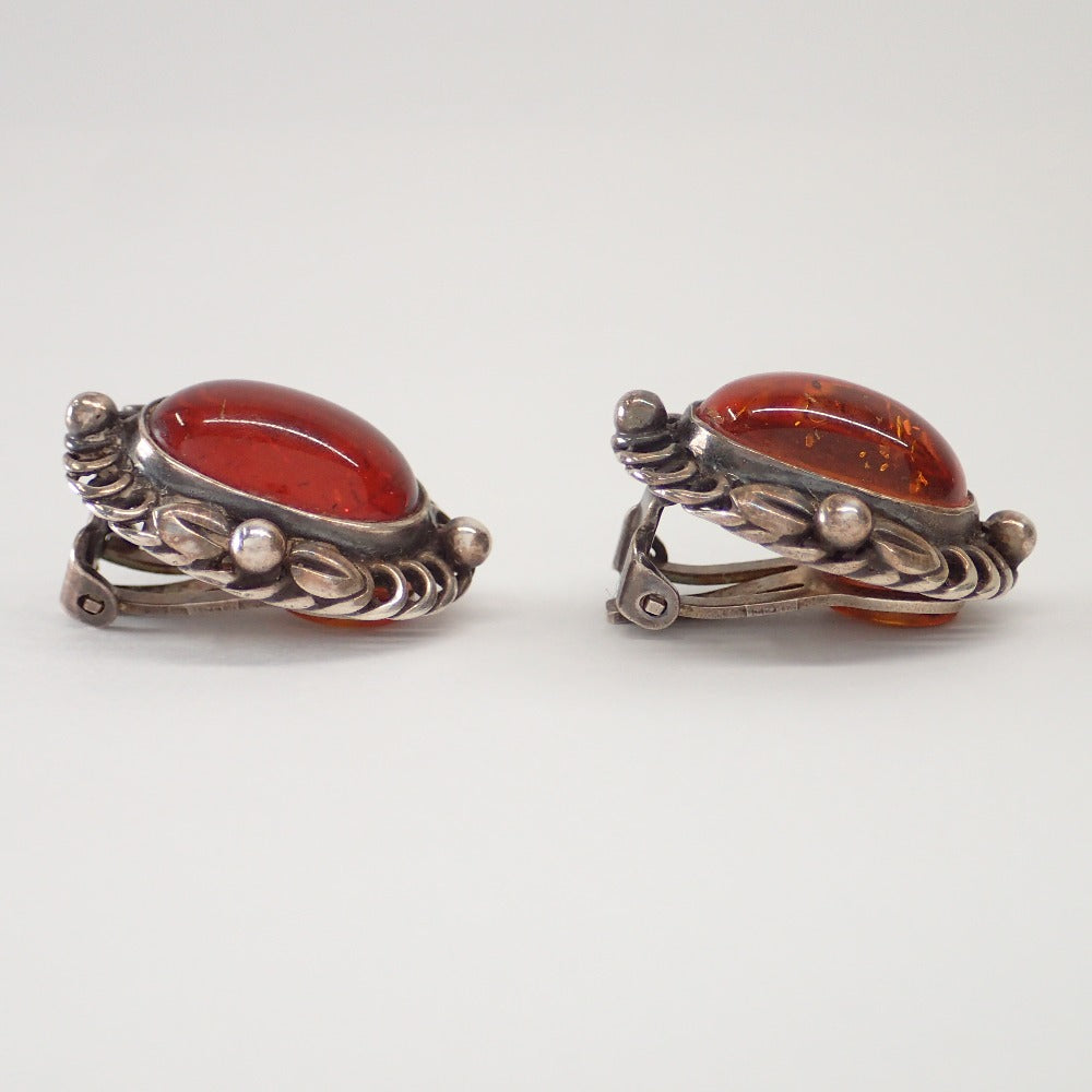 LuxUness  GEORG JENSEN 925 Silver Amber Earrings (1995 Edition) - Both Ears Gemstones Earrings in Good Condition