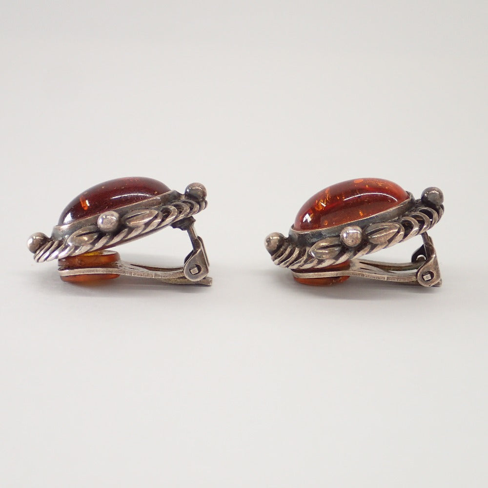 LuxUness  GEORG JENSEN 925 Silver Amber Earrings (1995 Edition) - Both Ears Gemstones Earrings in Good Condition