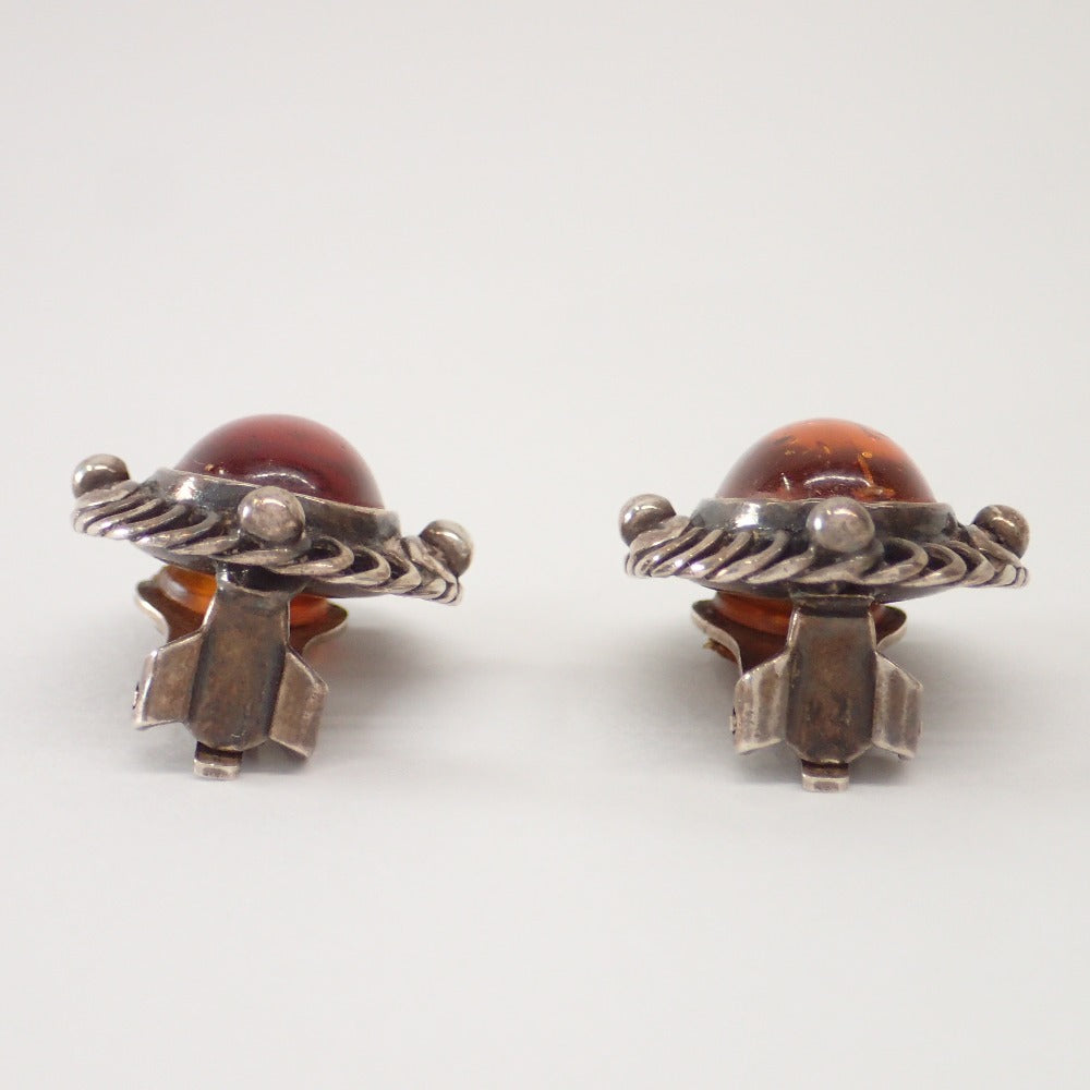 LuxUness  GEORG JENSEN 925 Silver Amber Earrings (1995 Edition) - Both Ears Gemstones Earrings in Good Condition