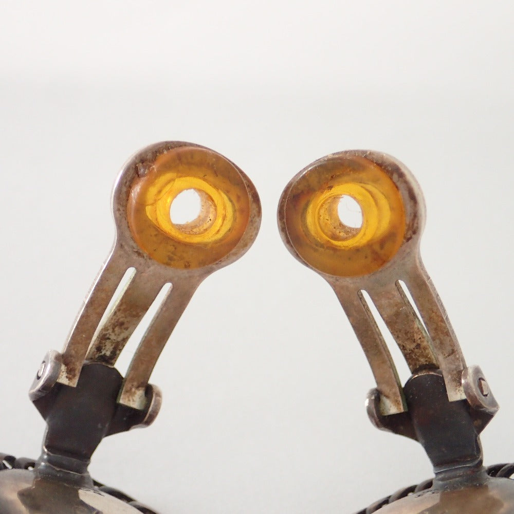 LuxUness  GEORG JENSEN 925 Silver Amber Earrings (1995 Edition) - Both Ears Gemstones Earrings in Good Condition