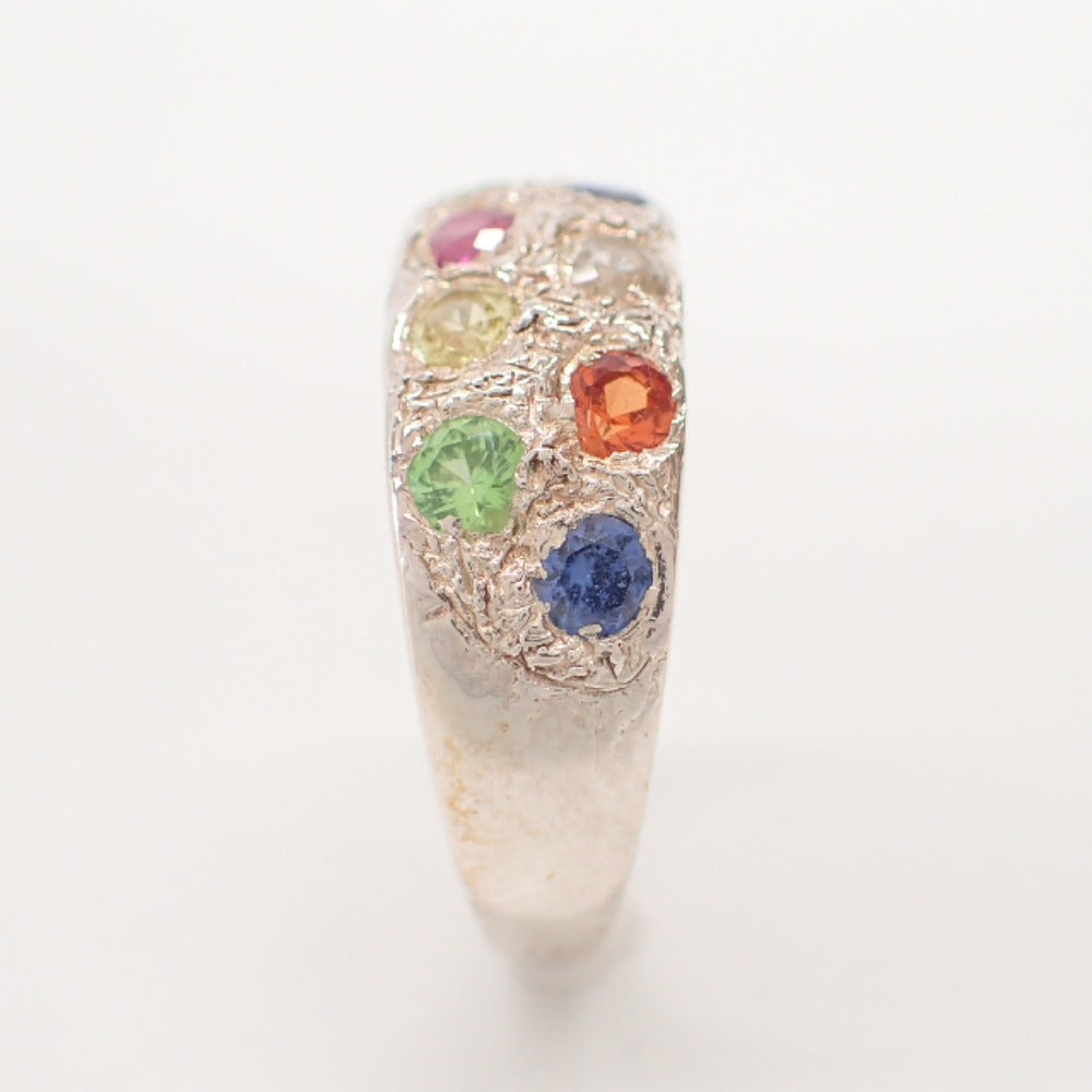 LuxUness  Bleue Burnham Stunning 925 Silver Riviera Multi-Colored Stone Accessory Gemstones Ring in  Condition