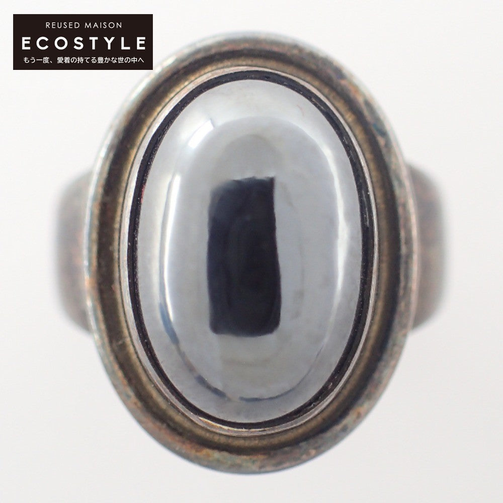 LuxUness  GEORG JENSEN Hematite #46B - 925S Sterling Silver Gemstones Ring in Good Condition