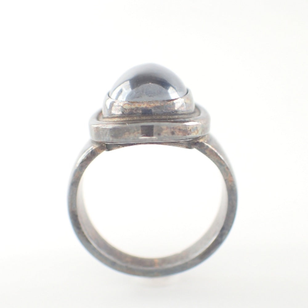 LuxUness  GEORG JENSEN Hematite #46B - 925S Sterling Silver Gemstones Ring in Good Condition