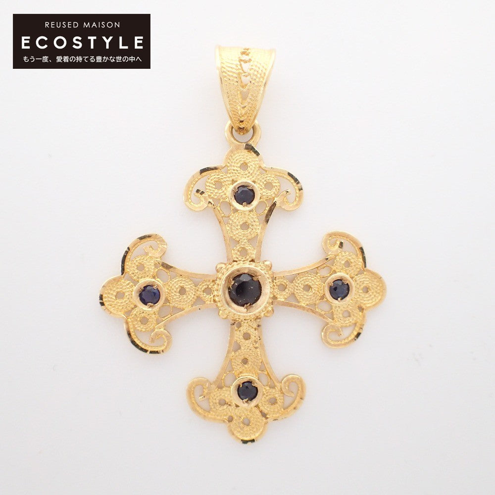 LuxUness  RIZ JEWELRY Gorgeous 750 Gold Cross Design Gemstones Other in Great Condition