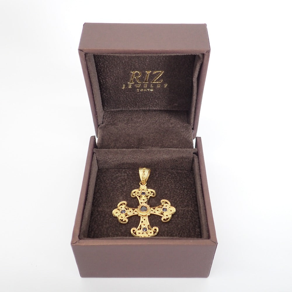 LuxUness  RIZ JEWELRY Gorgeous 750 Gold Cross Design Gemstones Other in Great Condition