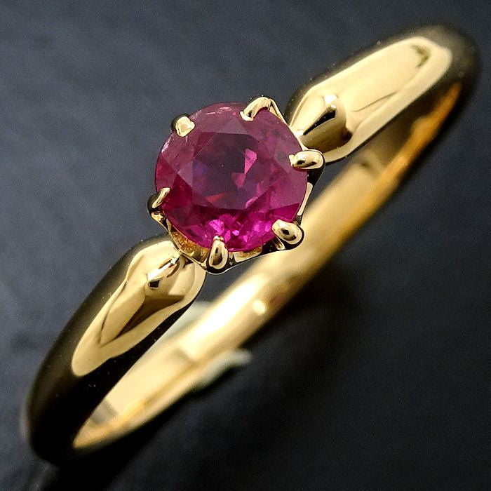 4℃ Ruby Ring K18YG Yellow Gold Size 8